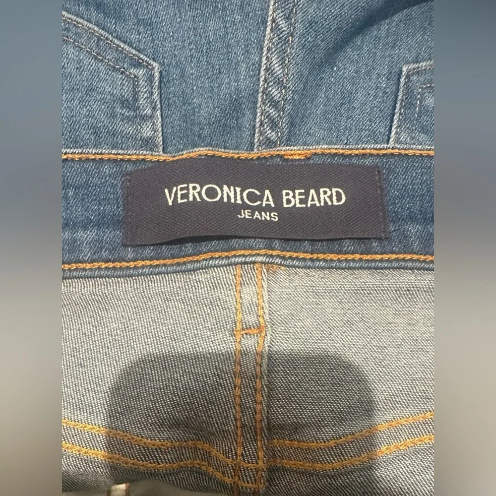 Veronica Beard Carolina Ankle Skinny Flare Stretch High-Rise Raw Hem CroppedJean